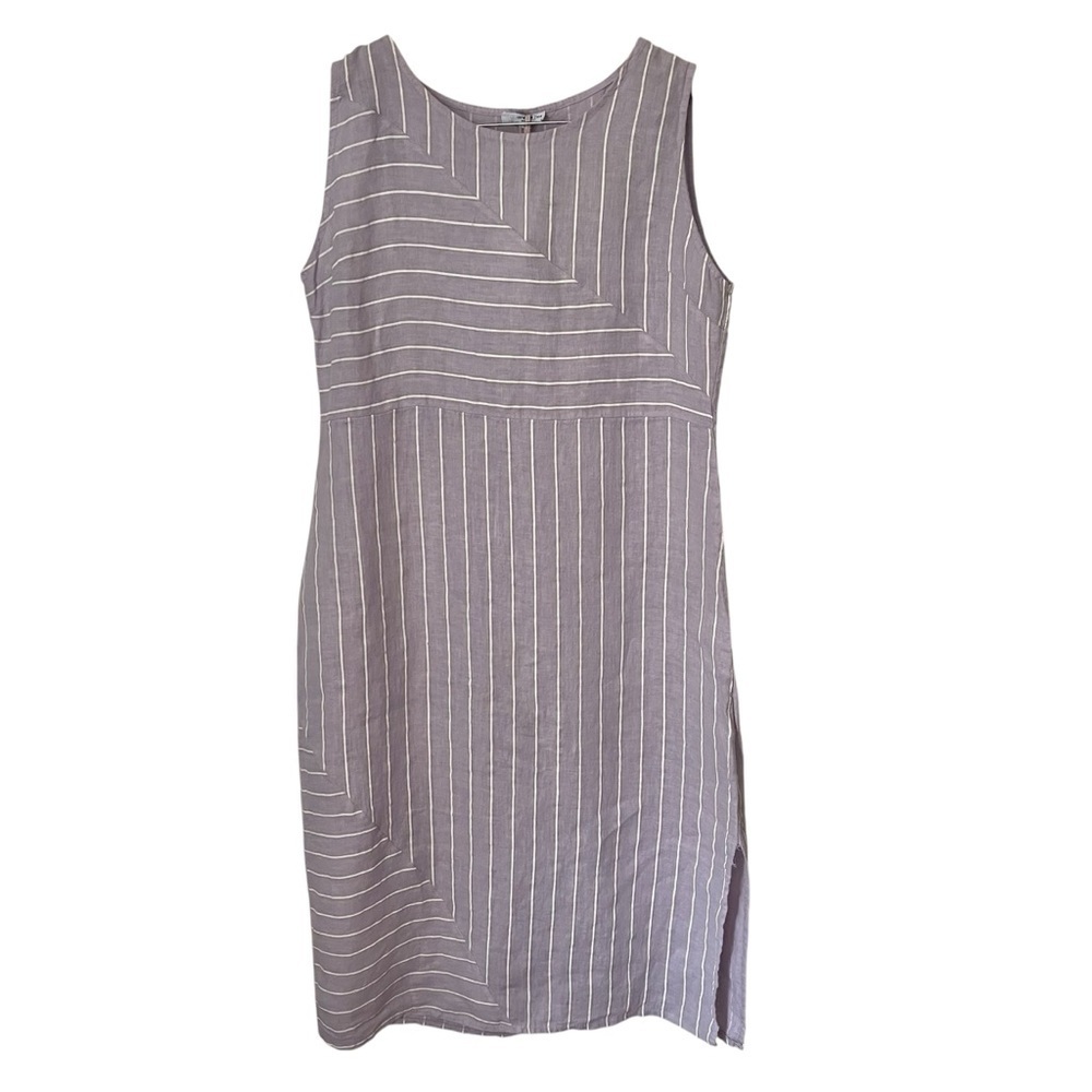 NWT 100% Linen Midi Shift Dress Large Vanessa Zani Made in Italy Lagenlook